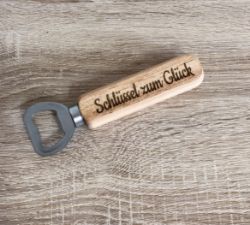 Picture of Flaschenöffner aus Holz , Bierschlüssel mit diversen Sprüchen graviert, tolle Geschenkidee für Vatertag