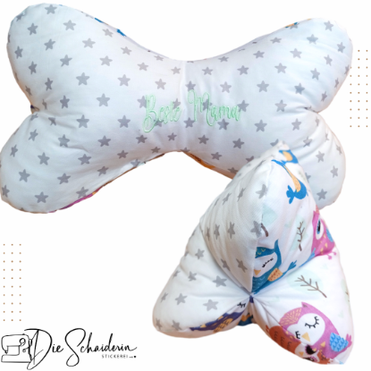 Bild von Leseknochen "Beste Mama" – Handgemachtes Nackenkissen mit Stickerei