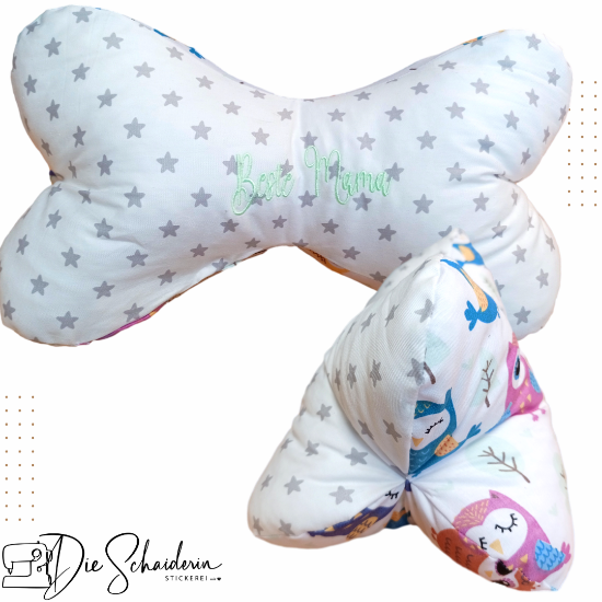 Bild von Leseknochen "Beste Mama" – Handgemachtes Nackenkissen mit Stickerei